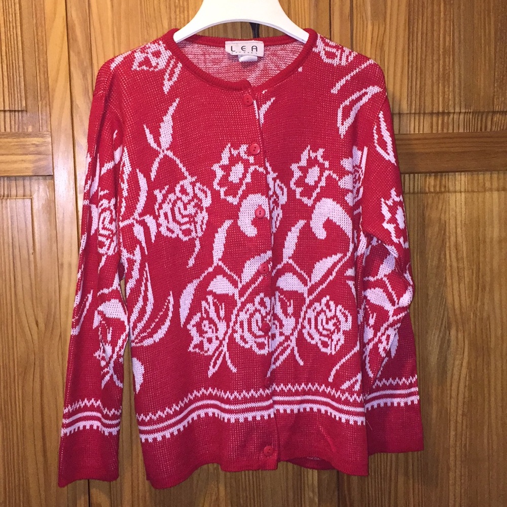 Red & White Sweater Shirt and Cardigan Pair SMALL